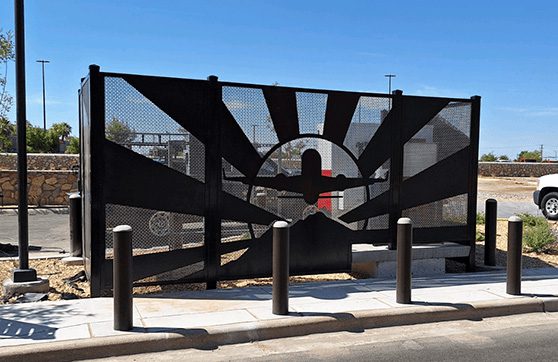 steel fabrication fabricated steel art- El Paso Intl. Airport